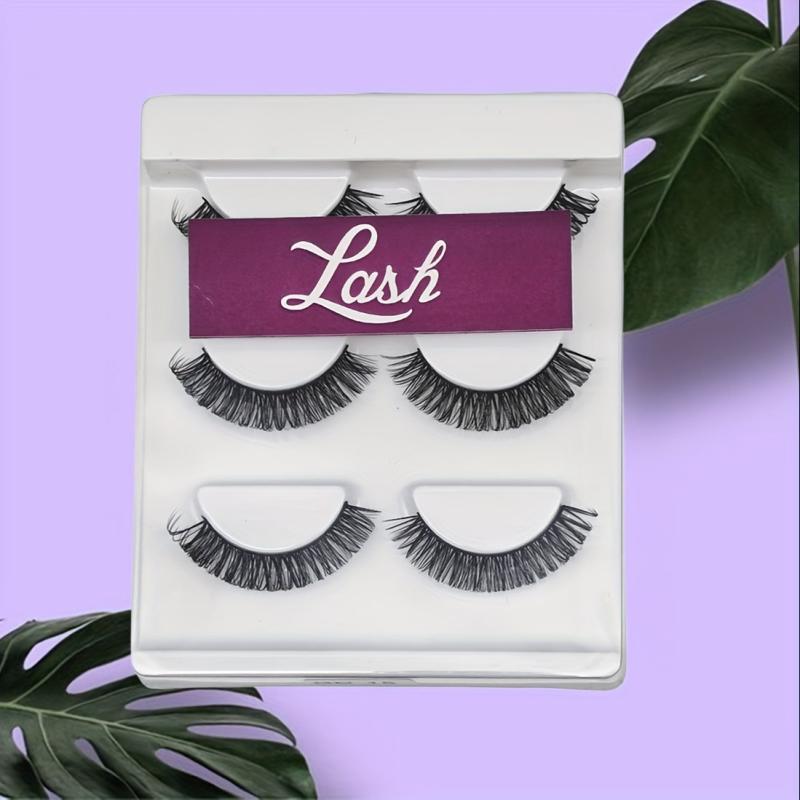 3 Pairs 3D False Eyelashes DD Curl Natural Wispy Soft Strip Volume Faux Mink