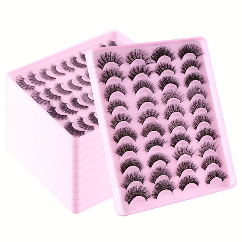 20 Pairs Natural Thick False Eyelashes Messy Long Simulated Fiber Eyelashes