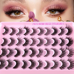 20 Pairs Natural Thick False Eyelashes Messy Long Simulated Fiber Eyelashes