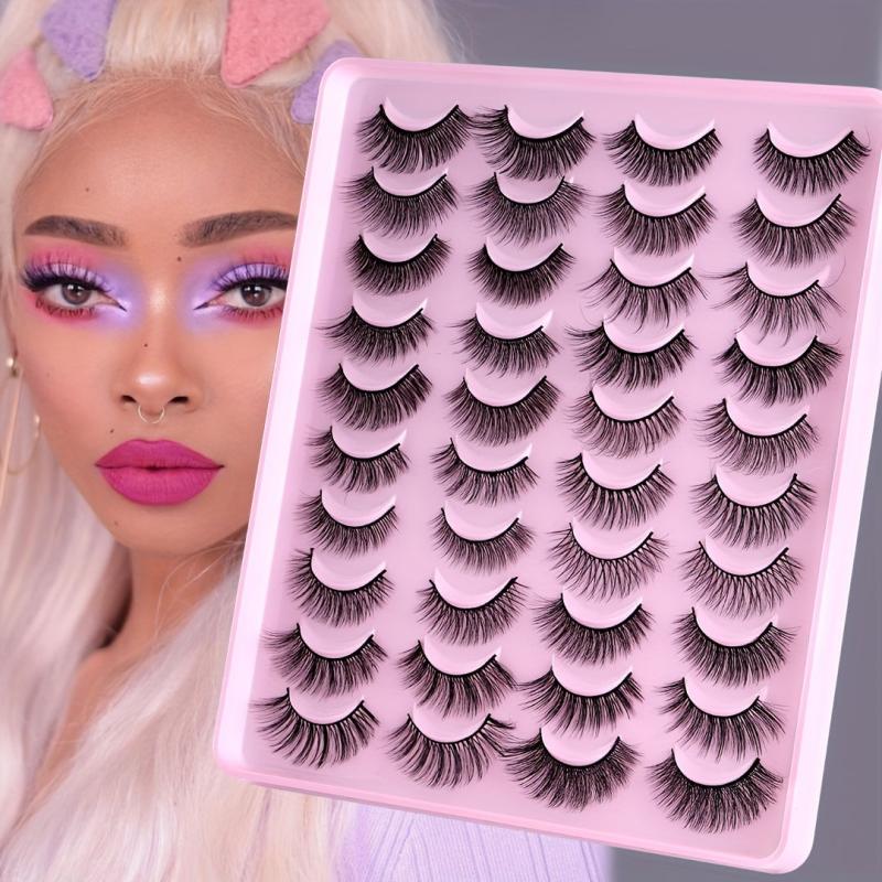 20 Pairs Natural Thick False Eyelashes Messy Long Simulated Fiber Eyelashes