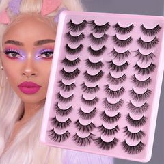 20 Pairs Natural Thick False Eyelashes Messy Long Simulated Fiber Eyelashes