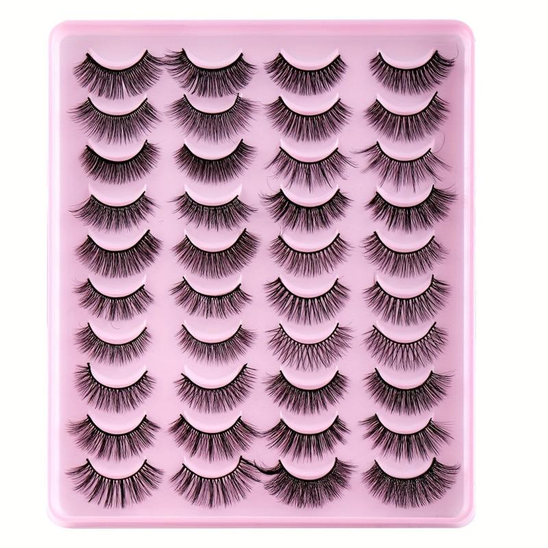 20 Pairs Natural Thick False Eyelashes Messy Long Simulated Fiber Eyelashes
