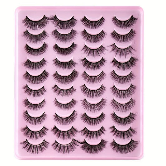 20 Pairs Natural Thick False Eyelashes Messy Long Simulated Fiber Eyelashes