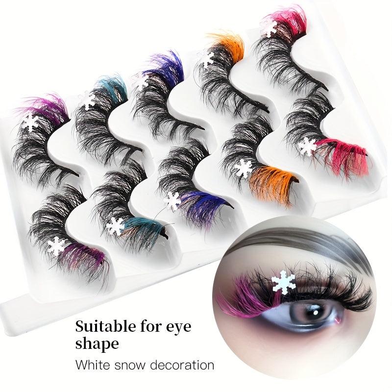 8D Natural Thick Colorful Faux Mink False Eyelashes for Halloween