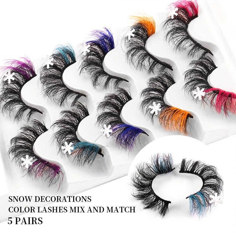 8D Natural Thick Colorful Faux Mink False Eyelashes for Halloween