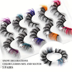 8D Natural Thick Colorful Faux Mink False Eyelashes for Halloween