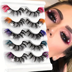 8D Natural Thick Colorful Faux Mink False Eyelashes for Halloween