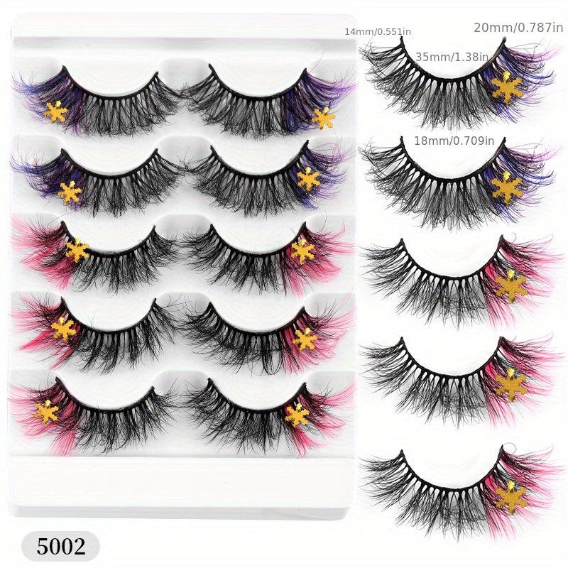 8D Natural Thick Colorful Faux Mink False Eyelashes for Halloween