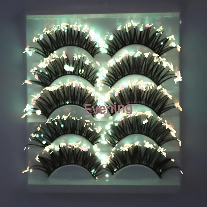 Luminous Mermaid Glitter False Eyelashes 5 Pairs