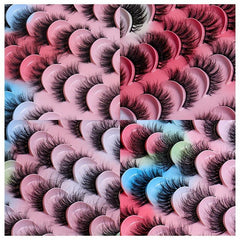20 Pairs Fluffy False Eyelashes Thick Crossed Faux Mink Hair Lashes