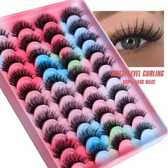 20 Pairs Fluffy False Eyelashes Thick Crossed Faux Mink Hair Lashes