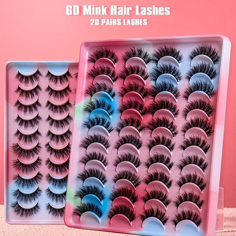 20 Pairs Fluffy False Eyelashes Thick Crossed Faux Mink Hair Lashes