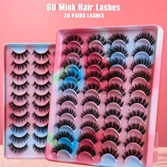 20 Pairs Fluffy False Eyelashes Thick Crossed Faux Mink Hair Lashes