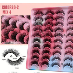 20 Pairs Fluffy False Eyelashes Thick Crossed Faux Mink Hair Lashes