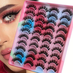 20 Pairs Fluffy False Eyelashes Thick Crossed Faux Mink Hair Lashes