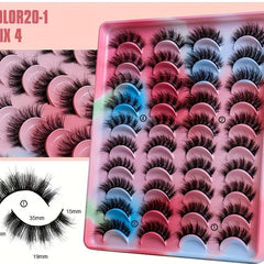 20 Pairs Fluffy False Eyelashes Thick Crossed Faux Mink Hair Lashes