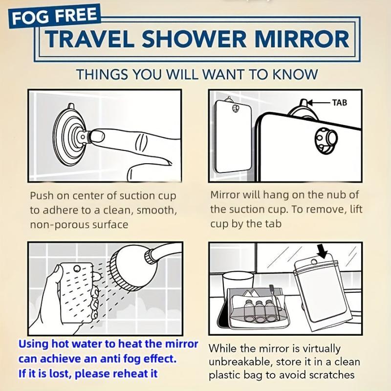 Portable Fogless Shower Mirror for Men and Women