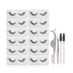 12 Pairs Natural Looking False Eyelashes Fluffy Thick Wispy Curly 3D Styles
