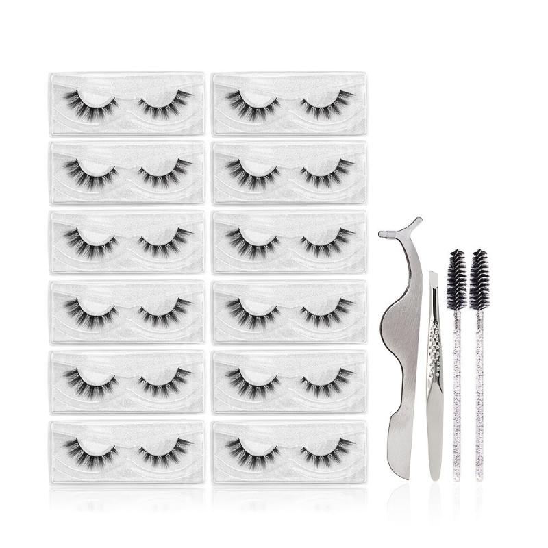 12 Pairs Natural Looking False Eyelashes Fluffy Thick Wispy Curly 3D Styles