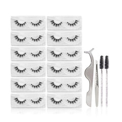 12 Pairs Natural Looking False Eyelashes Fluffy Thick Wispy Curly 3D Styles