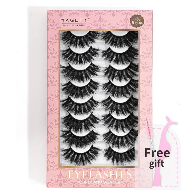 8 Pairs False Eyelashes Set With Bonus Disposable Eyelash Brush Eyelash Curler