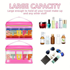 Chenille Letter Clear Makeup Bag Waterproof Glitter Cosmetic Handbag