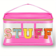 Chenille Letter Clear Makeup Bag Waterproof Glitter Cosmetic Handbag