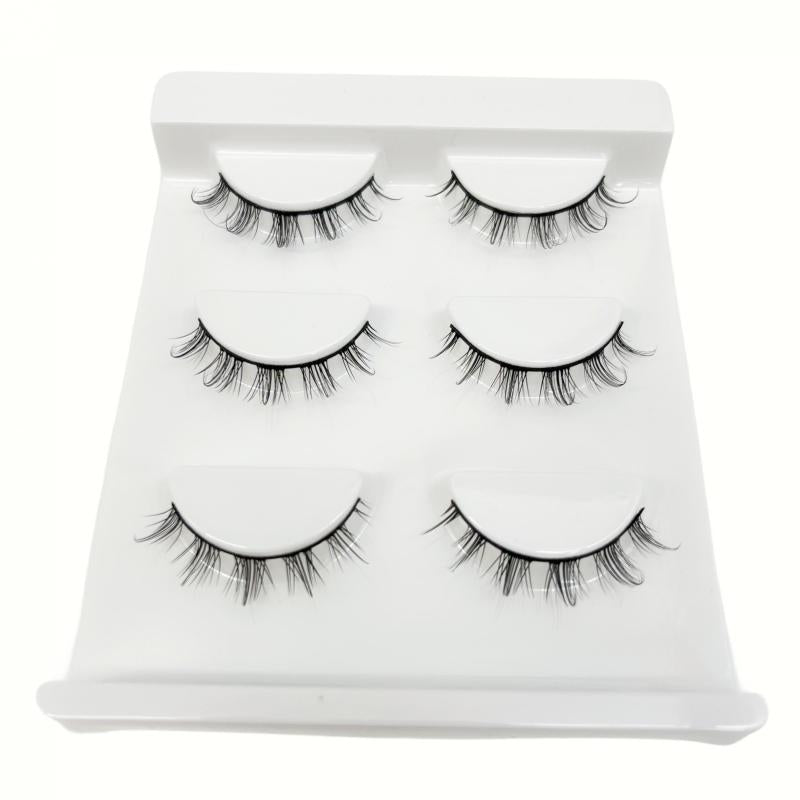 3 Pairs D Curling 8mm Faux Mink Lashes Wispy Natural Look