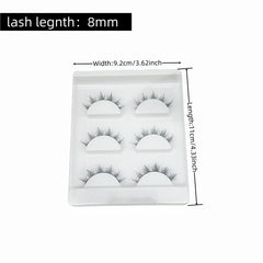 3 Pairs D Curling 8mm Faux Mink Lashes Wispy Natural Look