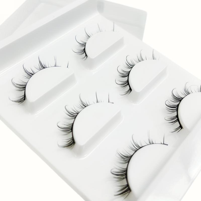 3 Pairs D Curling 8mm Faux Mink Lashes Wispy Natural Look