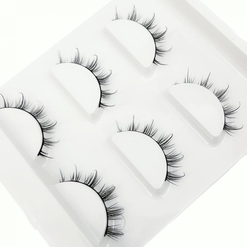 3 Pairs D Curling 8mm Faux Mink Lashes Wispy Natural Look