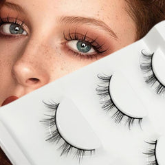 3 Pairs D Curling 8mm Faux Mink Lashes Wispy Natural Look