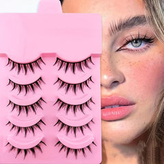 5 Pairs Manga Lashes 14mm Natural Look Individual Clusters Like Lashes Anime