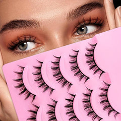 5 Pairs Full Strip False Lashes 20mm Natural Look Doll Eyelashes