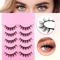 5 Pairs Full Strip False Lashes 20mm Natural Look Doll Eyelashes