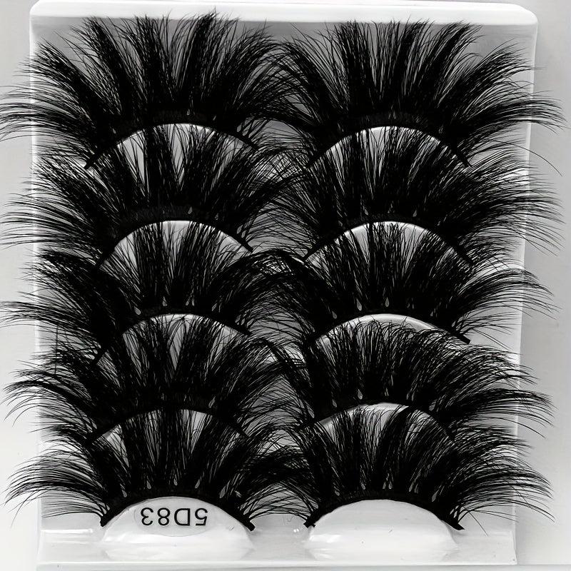5 Pairs Faux Mink Eyelashes Lengthening Thickening False Eyelashes