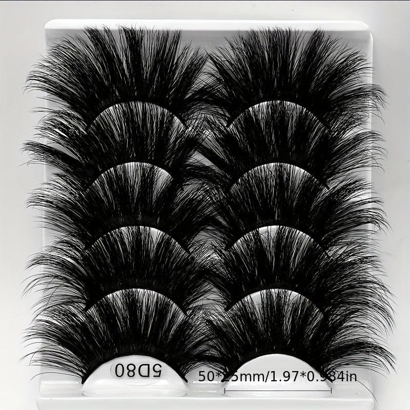 5 Pairs Faux Mink Eyelashes Lengthening Thickening False Eyelashes