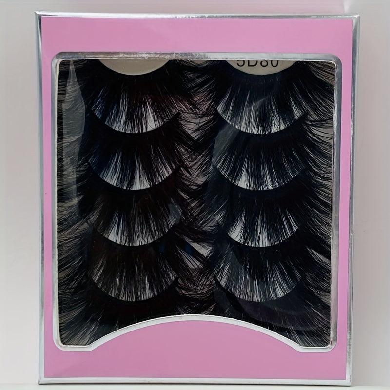 5 Pairs Faux Mink Eyelashes Lengthening Thickening False Eyelashes