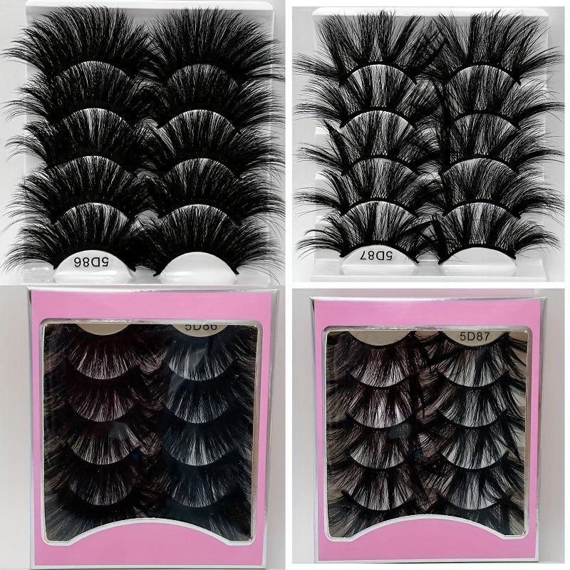 5 Pairs Faux Mink Eyelashes Lengthening Thickening False Eyelashes