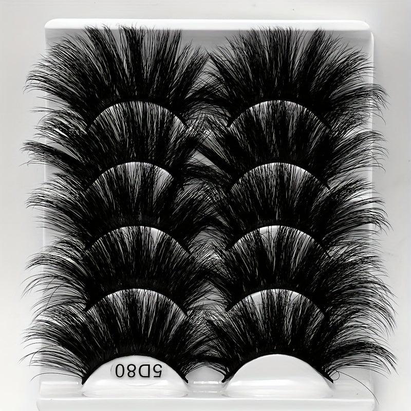 5 Pairs Faux Mink Eyelashes Lengthening Thickening False Eyelashes