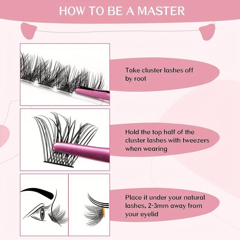 Lash Clusters 72 Pcs DIY Eyelash Extension D Curly 8-16mm Volume Wispy