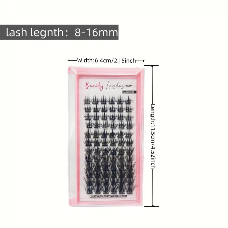 Lash Clusters 72 Pcs DIY Eyelash Extension D Curly 8-16mm Volume Wispy