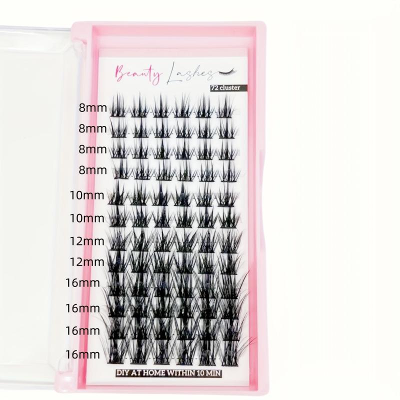 Lash Clusters 72 Pcs DIY Eyelash Extension D Curly 8-16mm Volume Wispy