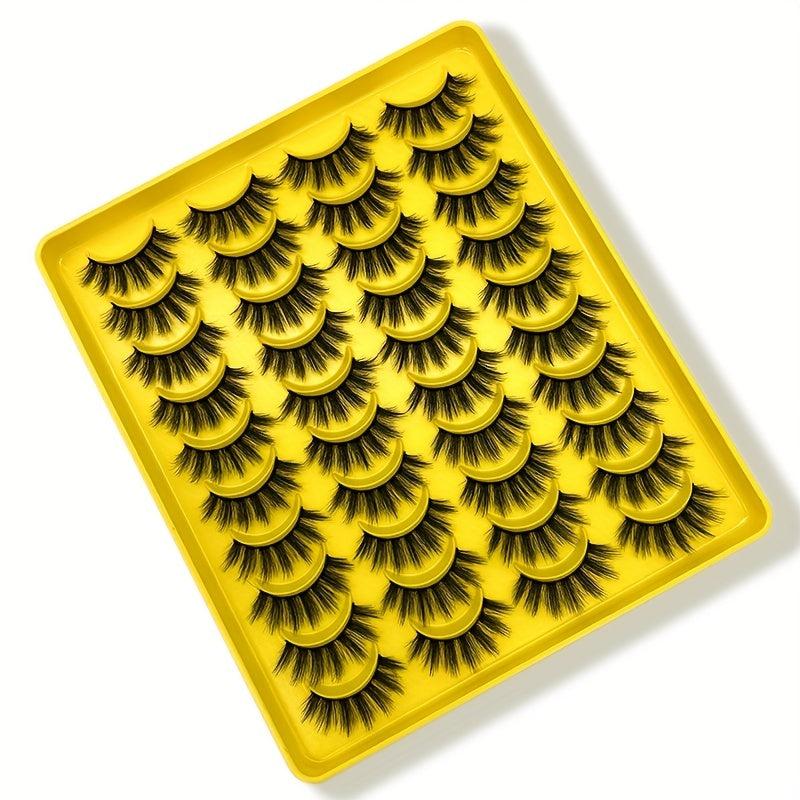 20 Pairs Faux Mink Fluffy Natural Look 3D Cat Eye False Eyelashes