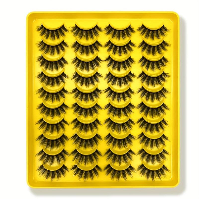 20 Pairs Faux Mink Fluffy Natural Look 3D Cat Eye False Eyelashes