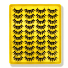 20 Pairs Faux Mink Fluffy Natural Look 3D Cat Eye False Eyelashes