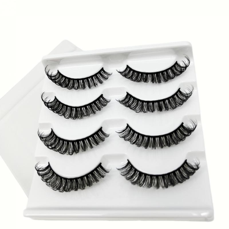 4 Pairs D Curling Fluffy False Eyelashes 14mm Length