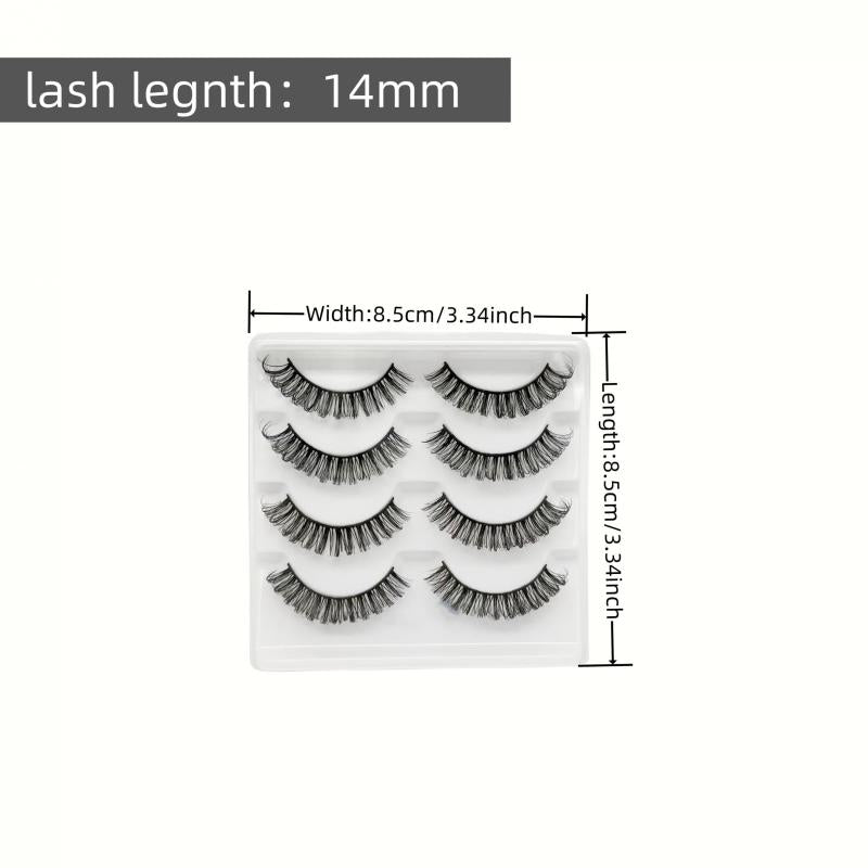 4 Pairs D Curling Fluffy False Eyelashes 14mm Length