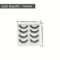 4 Pairs D Curling Fluffy False Eyelashes 14mm Length