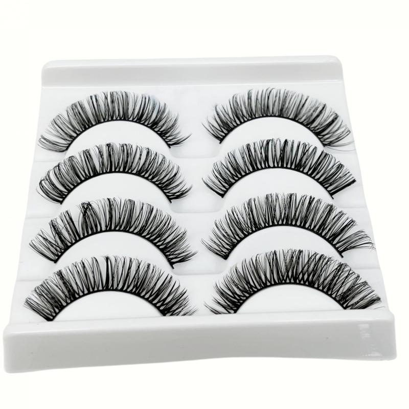 4 Pairs D Curling Fluffy False Eyelashes 14mm Length